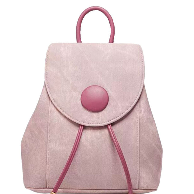 Small denim pink backpack, schoolgirl bag, large capacity travel backpack - Dashing Nova