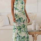 Green neck dress / S