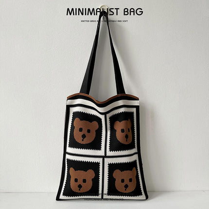 Quirky Knit Shoulder Bag – Novelty Large Tote, Commuter-Friendly Animal Purse