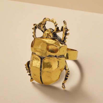 Creative Metal Beetle Ring Cute Cartoon Insect Index Finger Ring Geometric Pinky Ring