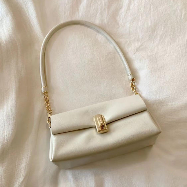 Small beige shoulder bag, bag women glacier white armpit bag, commuter top handle bag, versatile hobo bag for women - Dashing Nova
