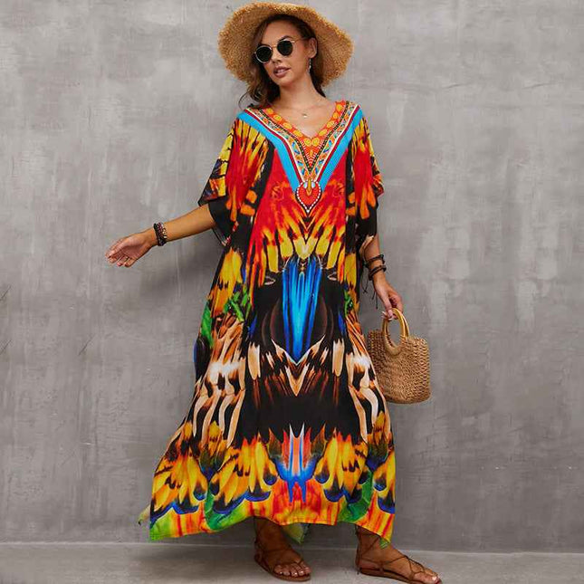 Rayon Engineered-Print Beach Robe ¨C Vacation Bikini Cover-Up, Women¡¯s Swimsuit Outerwear