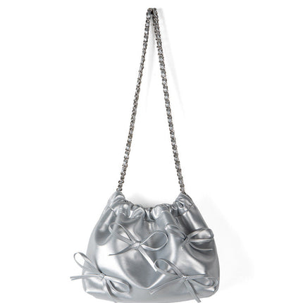 Commuter versatile chain bag, bow soft leather crossbody bag women, spring fashion shoulder crossbody bag