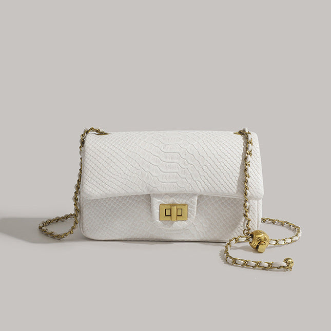 Small square crossbody purse, chain shoulder bag, fashionable snake pattern crossbody small square bag - Dashing Nova