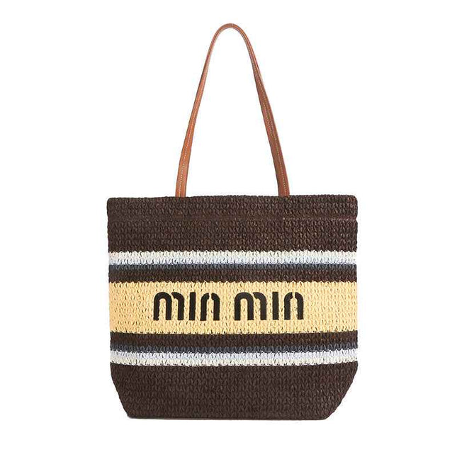 Summer Colorful Stripe Woven Bag – Women’s Handheld Tote, Casual Vacation Shoulder Purse
