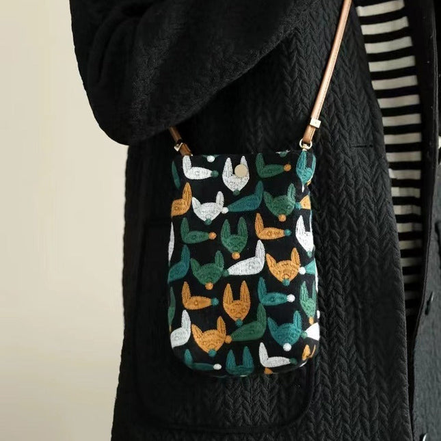Three-dimensional embroidery crossbody mobile phone bag female, mini mobile phone bag, shoulder small and light phone purse - Dashing Nova