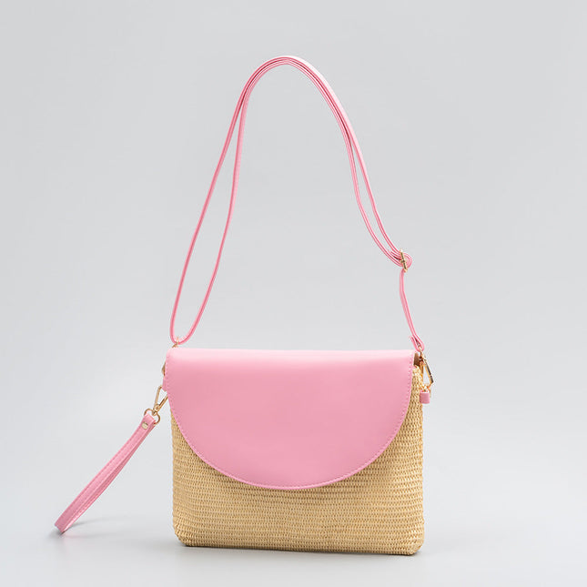 Holiday straw bag, small solid color shoulder bag, small crossbody beach bag, seaside beach bag evening clutch woven bag women - Dashing Nova
