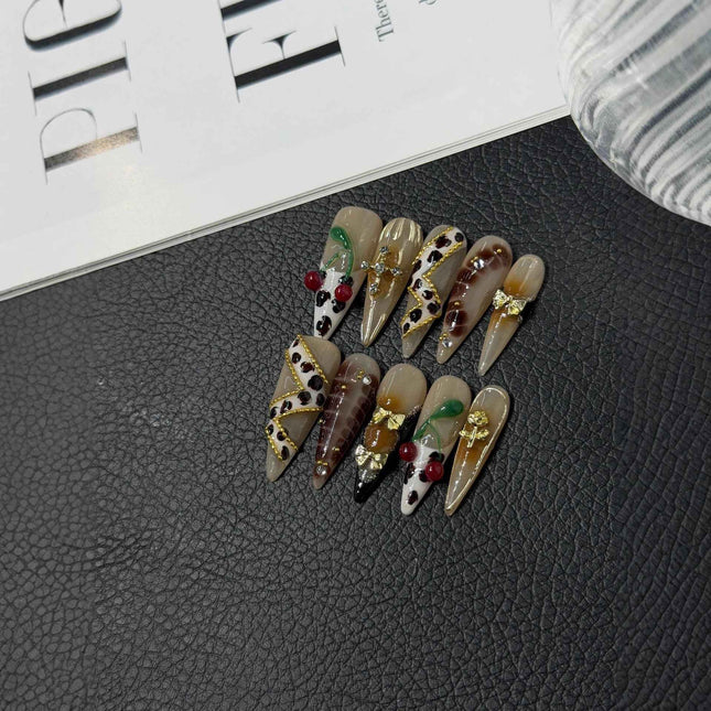 Volcano Babes Handcrafted Press on Nails Piece Carving