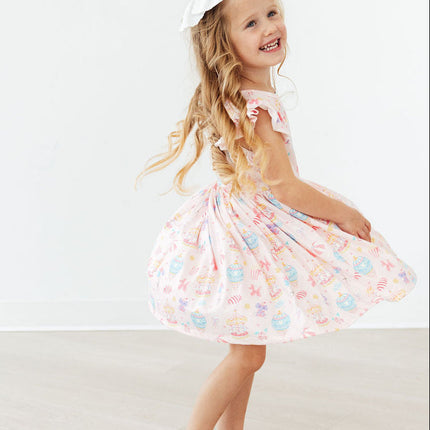 Off to the Circus Flutter Sleeve Twirl Dress