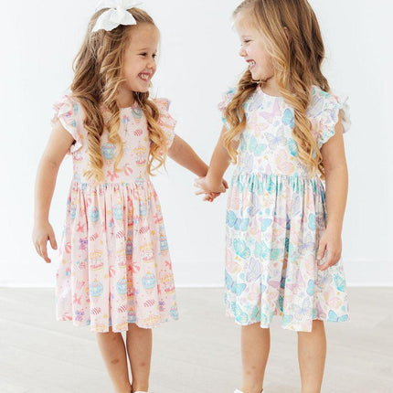 Fluttering Butterflies Flutter Sleeve Twirl Dress