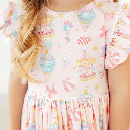 Off to the Circus Flutter Sleeve Twirl Dress