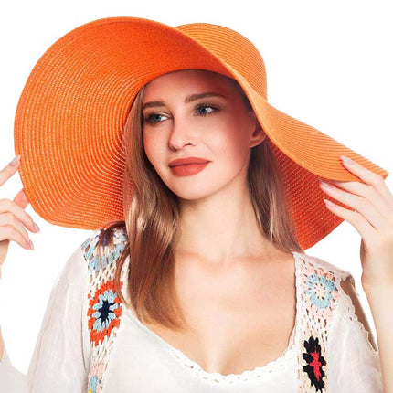 Women's Solid Floppy Straw Sun Hat