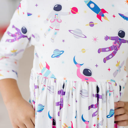 Out of this World 3/4 Sleeve Pocket Twirl Dress