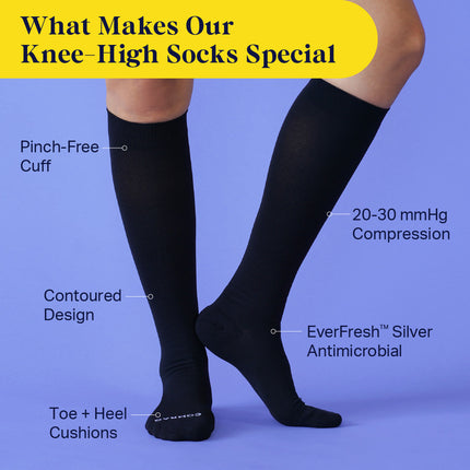 Knee-High Compression Socks - Solid (20-30 mmHg)