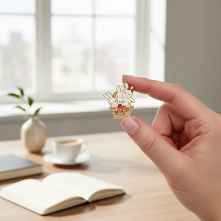 Cute Bunny Enamel Pin Set – Pack of 4 | Kawaii Rabbit Lapel Pins