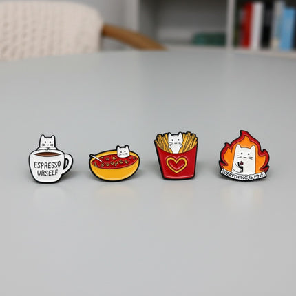 Funny Cat Enamel Pins – Set of 5 | Cute Kawaii Lapel Pin Pack