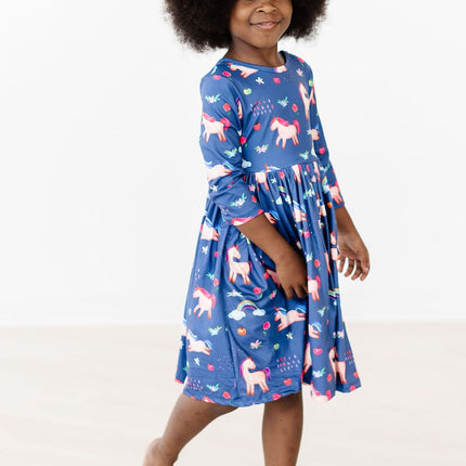 Painted Skies 3/4 Sleeve Pocket Twirl Dress
