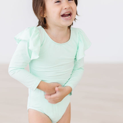 SALE Pastel Green L/S Flutter Sleeve Leotard