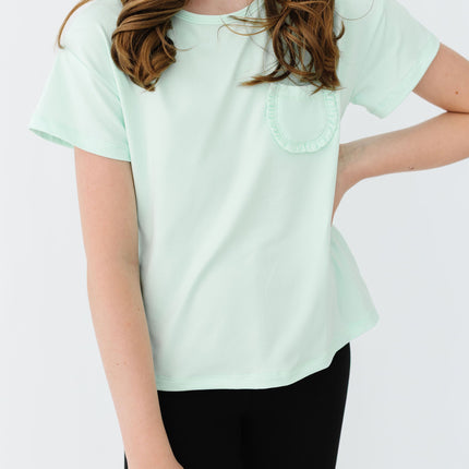 Pastel Green Ruffle Pocket Tee