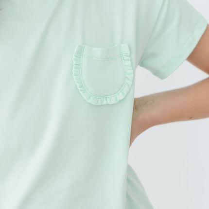 Pastel Green Ruffle Pocket Tee