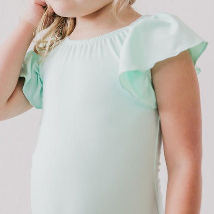 SALE Pastel Green S/S Flutter Sleeve Leotard