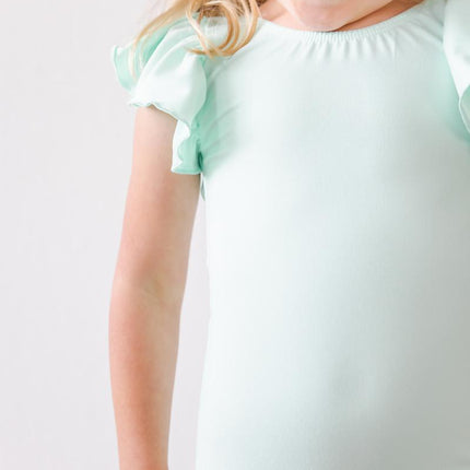 SALE Pastel Green S/S Flutter Sleeve Leotard