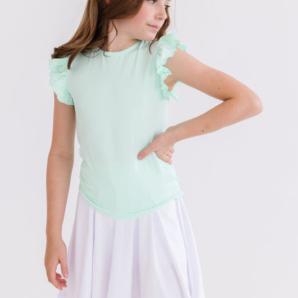 Pastel Green S/S Ruffle Tee