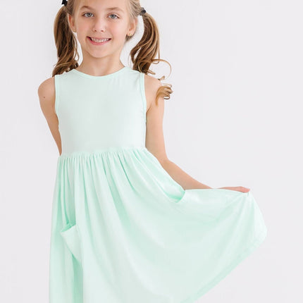 SALE Pastel Green Tank Pocket Twirl Dress