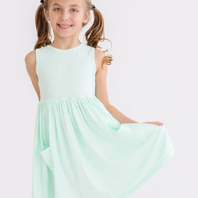 SALE Pastel Green Tank Pocket Twirl Dress - Dashing Nova