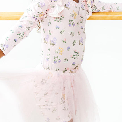 Pastel Petals L/S Flutter Sleeve Leotard