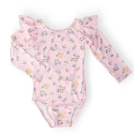 Pastel Petals L/S Flutter Sleeve Leotard