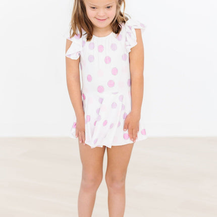 Pastel Polka Dot S/S Twirl Leotard