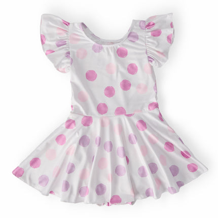 Pastel Polka Dot S/S Twirl Leotard
