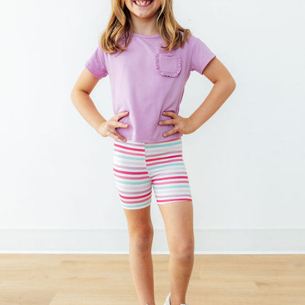 Bright Lilac Ruffle Pocket Tee