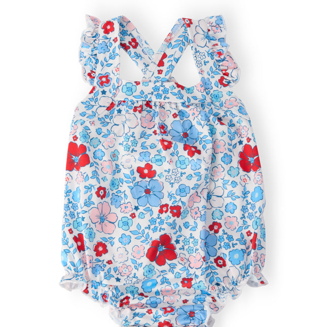 Patriotic Petals Ruffle Cross Back Romper - Dashing Nova