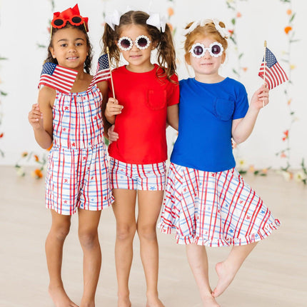 SALE Patriotic Plaid Ruffle Twirl Skort
