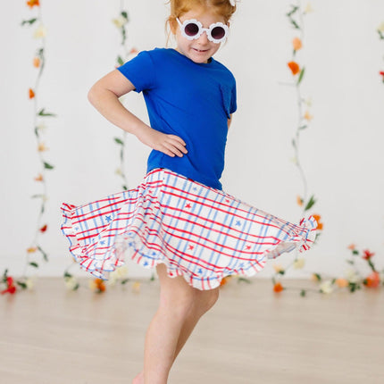 SALE Patriotic Plaid Ruffle Twirl Skort