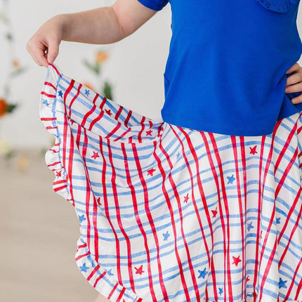SALE Patriotic Plaid Ruffle Twirl Skort