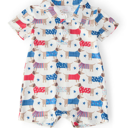 Patriotic Pups Polo Shorty One-Piece