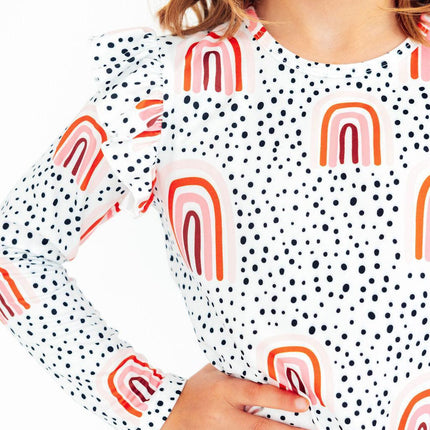 Peach Rainbow L/S Ruffle Tee
