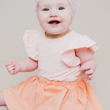 Peach S/S Flutter Bodysuit