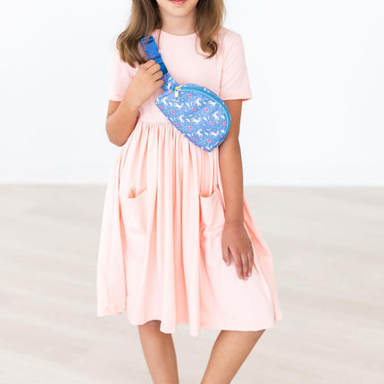 Peach S/S Pocket Twirl Dress