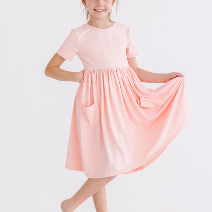 Peach S/S Pocket Twirl Dress