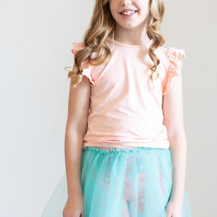 Peach S/S Ruffle Tee