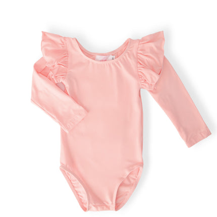 Peach L/S Flutter Sleeve Leotard