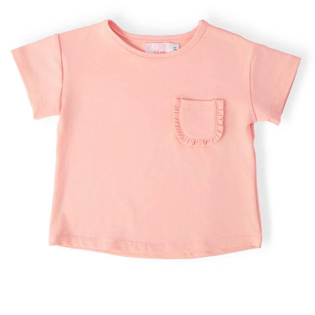 Peach Ruffle Pocket Tee - Dashing Nova