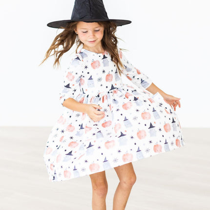 Peek-a-Boo 3/4 Sleeve Pocket Twirl Dress