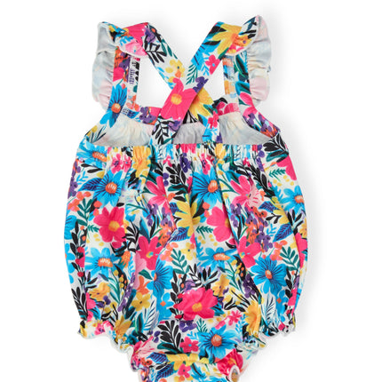 Petal Paradise Ruffle Cross Back Romper