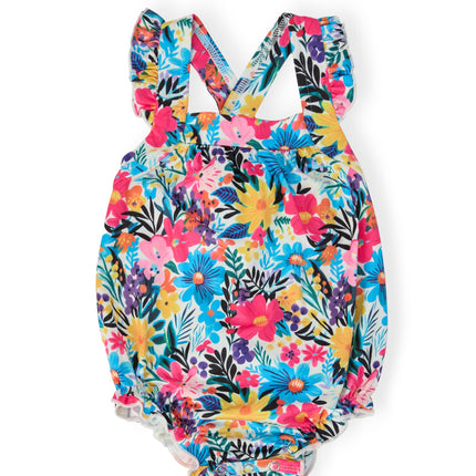 Petal Paradise Ruffle Cross Back Romper
