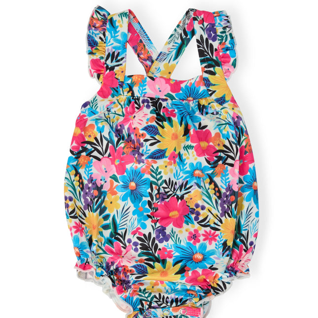Petal Paradise Ruffle Cross Back Romper - Dashing Nova